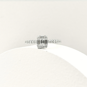 Tapered Baguette Diamond Ring in White Gold