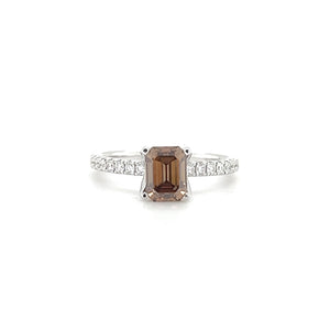 Emerald Cut Cognac Diamond Ring