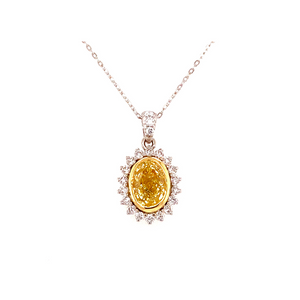 Oval Fancy Yellow Diamond Necklace