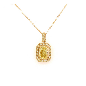 Radiant Fancy Yellow Diamond Necklace