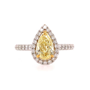 Pear Shaped Fancy Yellow Diamond Ring