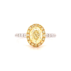 Oval Fancy Yellow Flawless Diamond Ring